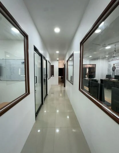 Innovel office corridor with training rooms